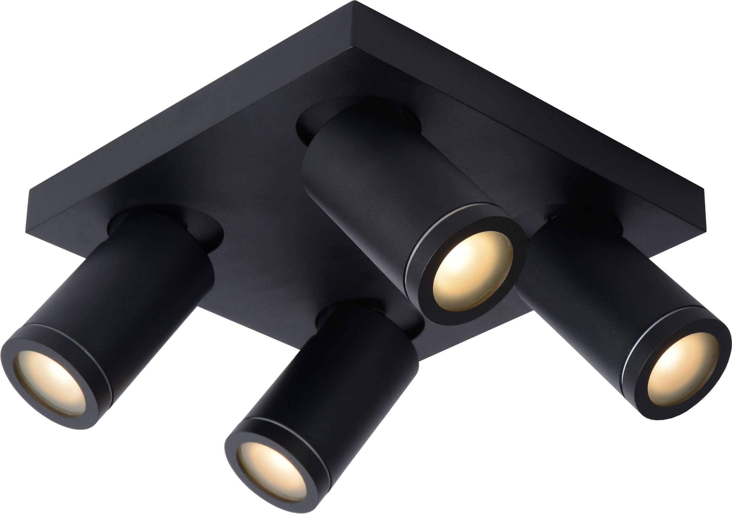 Taylor Plafondspot Badkamer Led Dim To Warm GU10 4x5w 2200k/3000k IP44 - Zwart Lucide Plafondlamp 09930/20/30