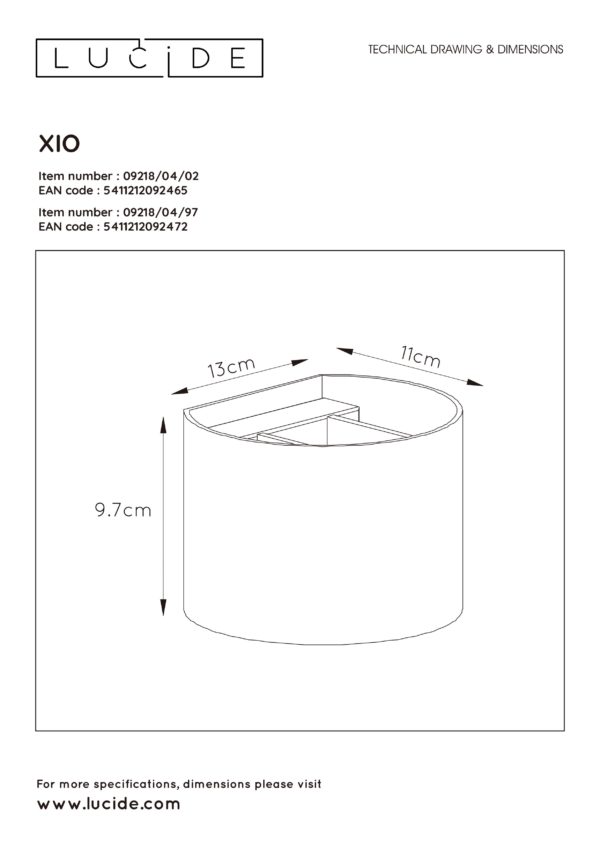 Xio wandlamp led dimb. G9 1x4w 2700k - koffie Lucide Wandlamp 09218/04/97