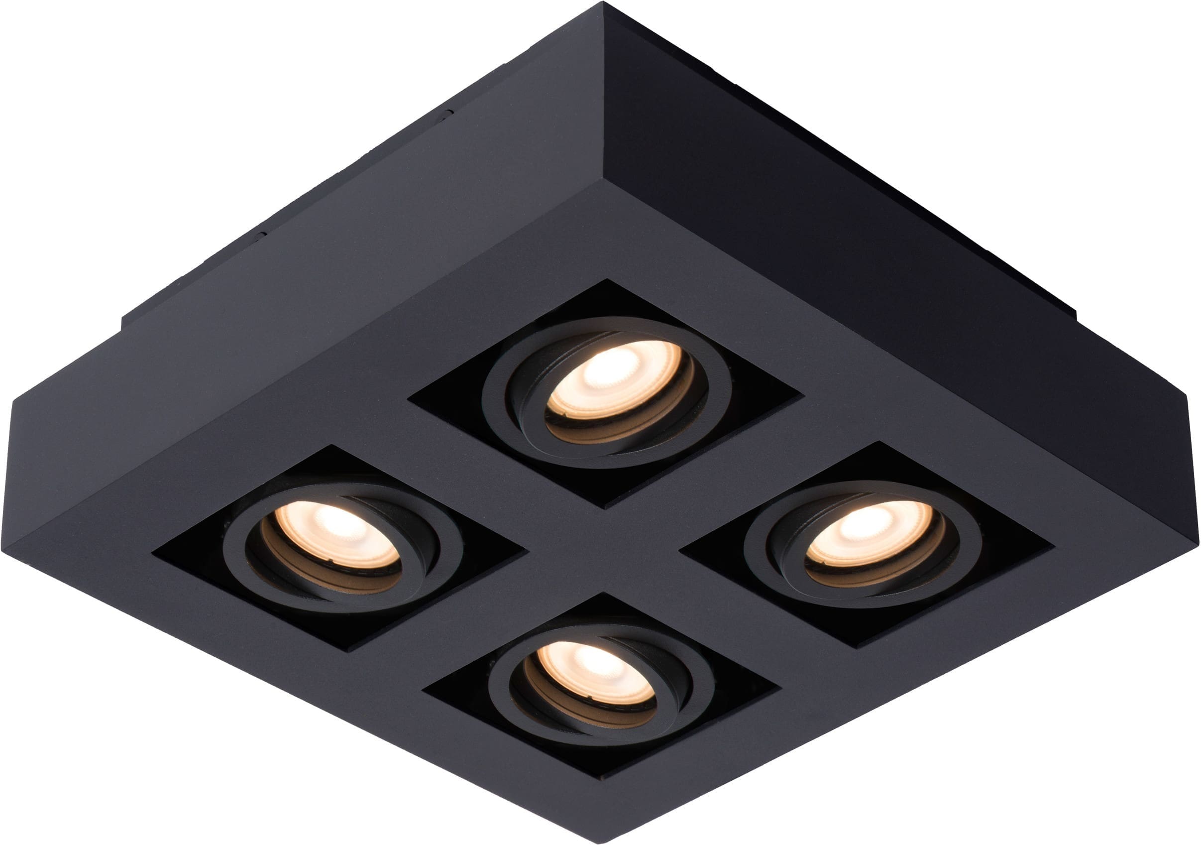 Xirax Plafondspot Led Dim To Warm GU10 4x5w 2200k/3000k - Zwart Lucide Plafondlamp 09119/21/30
