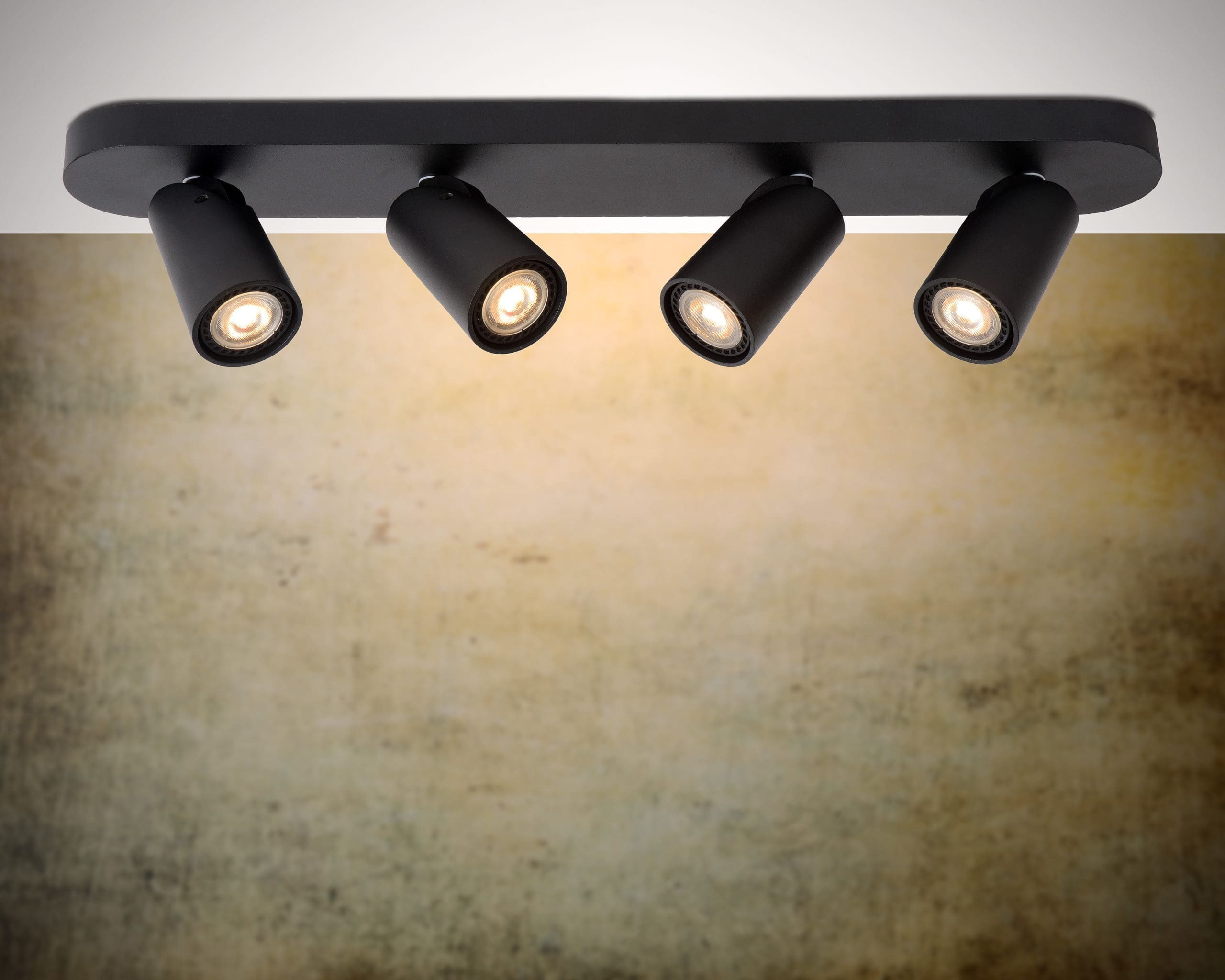 Xyrus Plafondspot Led Dim To Warm GU10 4x5w 2200k/3000k - Zwart Lucide Plafondlamp 23954/21/30