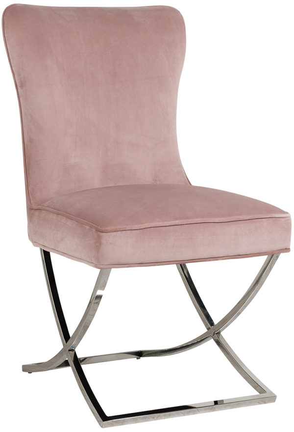 Richmond Interiors Stoel Scarlett Pink velvet / silver (Quartz Pink 700) Quartz Pink 700 Eetkamerstoel
