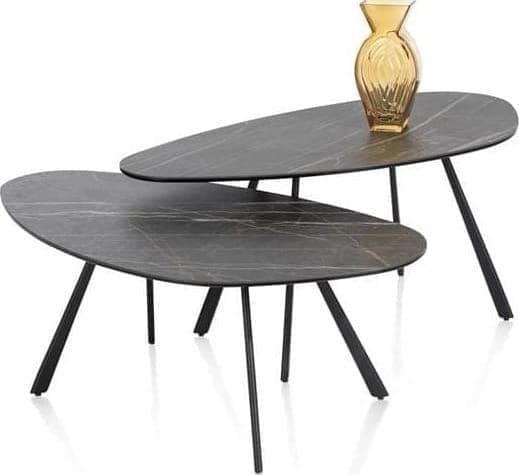 Xooon Montello salontafel 94 x 49 cm. - hoogte 35 cm. - keramiek blad - zwart Bijzettafel