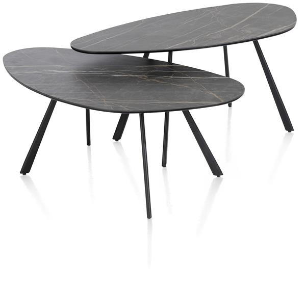 Xooon Montello salontafel 94 x 49 cm. - hoogte 35 cm. - keramiek blad - zwart  Bijzettafel