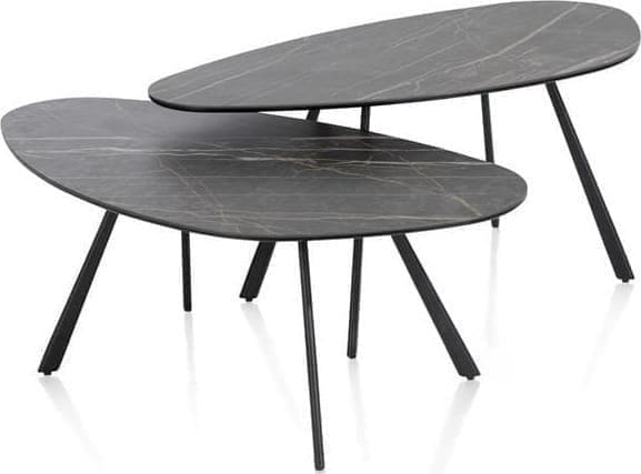 Xooon Montello salontafel 94 x 49 cm. - hoogte 42 cm. - keramiek blad - zwart Bijzettafel