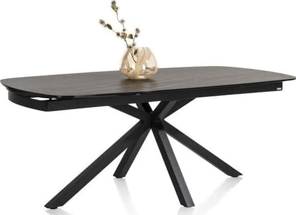 Xooon Montello uitschuiftafel 200 x 100 cm. (+ 2 x 50 cm. ) - centrale poot - keramiek blad - zwart Eettafel