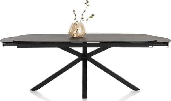 Xooon Montello uitschuiftafel 200 x 100 cm. (+ 2 x 50 cm. ) - centrale poot - keramiek blad - zwart Eettafel