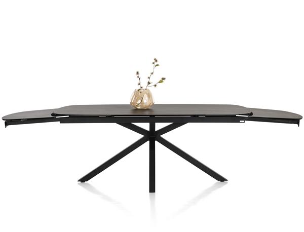 Xooon Montello uitschuiftafel 200 x 100 cm. (+ 2 x 50 cm. ) - centrale poot - keramiek blad - zwart  Eettafel
