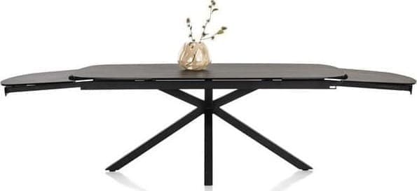 Xooon Montello uitschuiftafel 200 x 100 cm. (+ 2 x 50 cm. ) - centrale poot - keramiek blad - zwart Eettafel