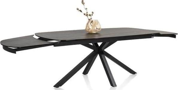 Xooon Montello uitschuiftafel 200 x 100 cm. (+ 2 x 50 cm. ) - centrale poot - keramiek blad - zwart Eettafel