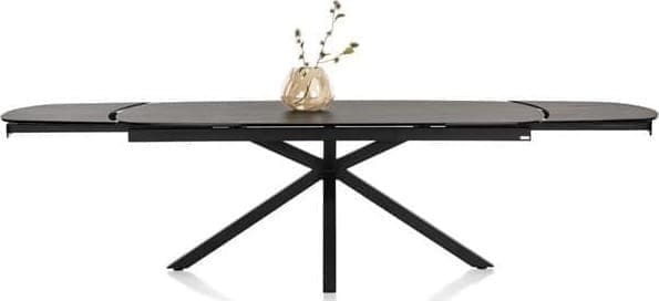 Xooon Montello uitschuiftafel 200 x 100 cm. (+ 2 x 50 cm. ) - centrale poot - keramiek blad - zwart Eettafel