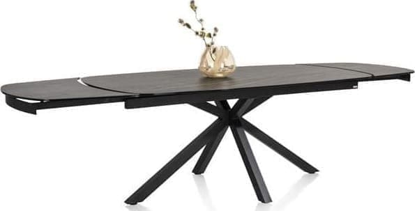 Xooon Montello uitschuiftafel 200 x 100 cm. (+ 2 x 50 cm. ) - centrale poot - keramiek blad - zwart Eettafel