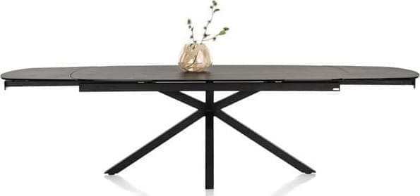 Xooon Montello uitschuiftafel 200 x 100 cm. (+ 2 x 50 cm. ) - centrale poot - keramiek blad - zwart Eettafel