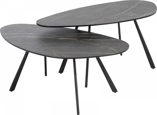 Xooon Montello salontafel 94 x 49 cm. - hoogte 42 cm. - keramiek blad - zwart Bijzettafel