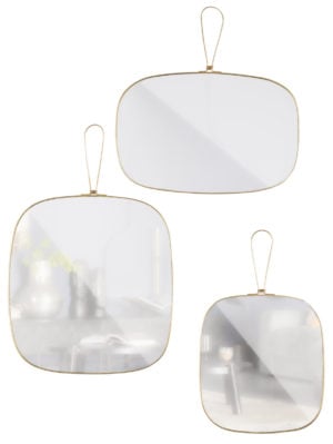 BePureHome Set/3 - Glass Spiegel Metaal Antique Brass Messing Woonaccessoire