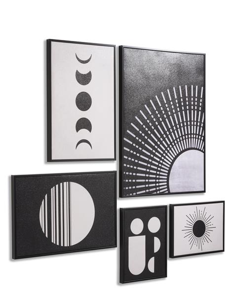 COCO maison Lunatic set van 5 prints Zwart Schilderij
