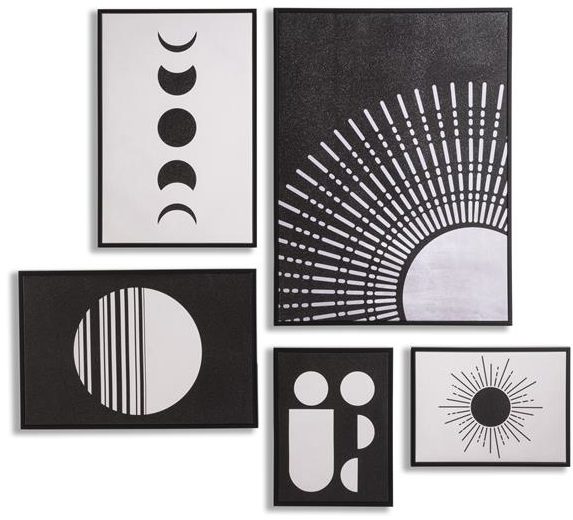 COCO maison Lunatic set van 5 prints Zwart Schilderij