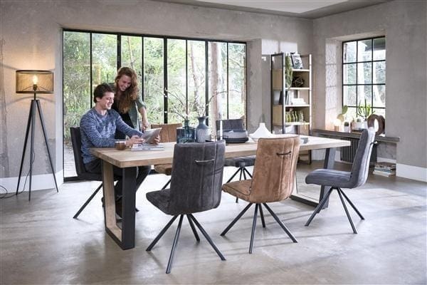Henders & Hazel Metalox eetkamertafel rond 150 cm Bruin|Naturel Eettafel