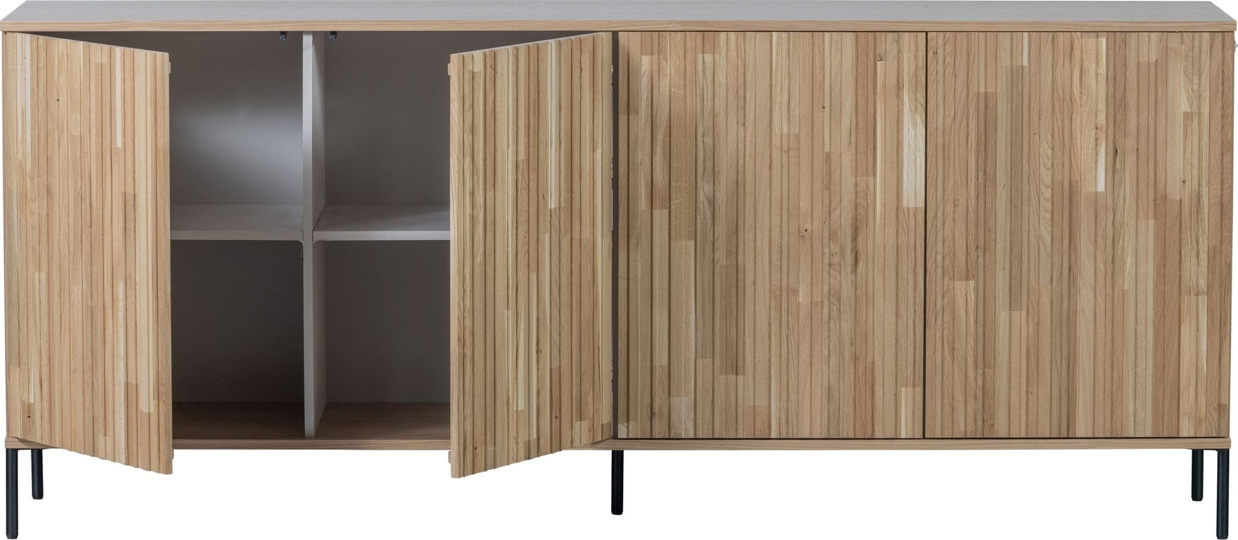 WOOOD Exclusive New Gravure Dressoir 200cm Eiken Blanke Lak Naturel Kast