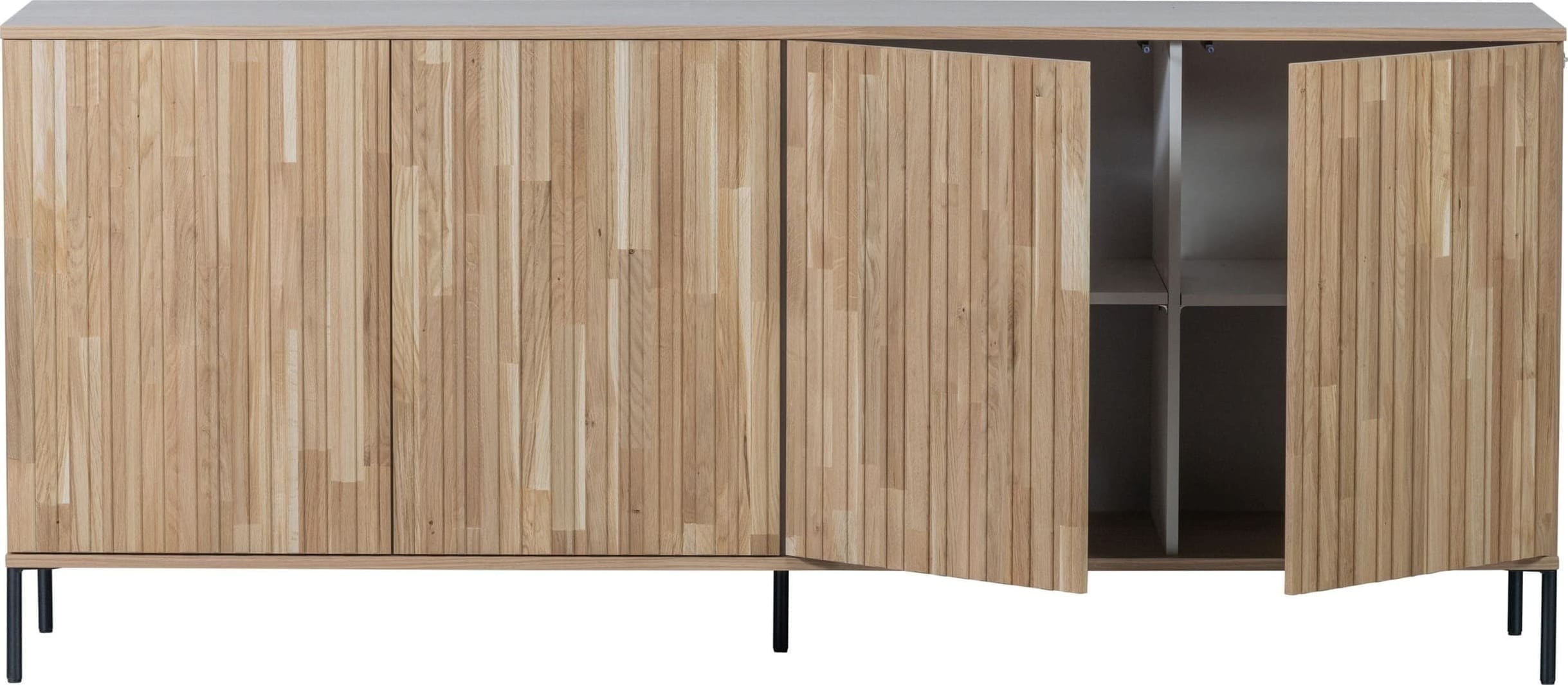 WOOOD Exclusive New Gravure Dressoir 200cm Eiken Blanke Lak Naturel Kast