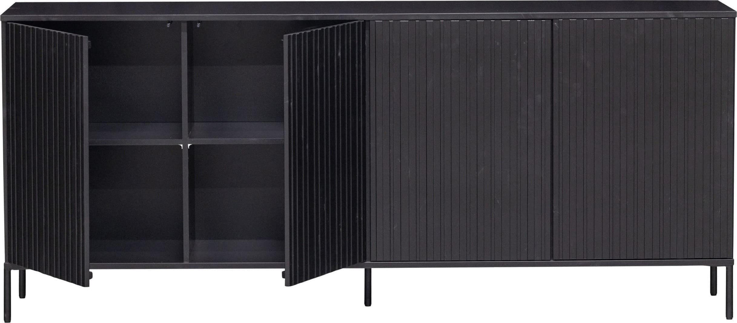 WOOOD Exclusive New Gravure Dressoir 200cm Grenen Zwart Zwart Kast