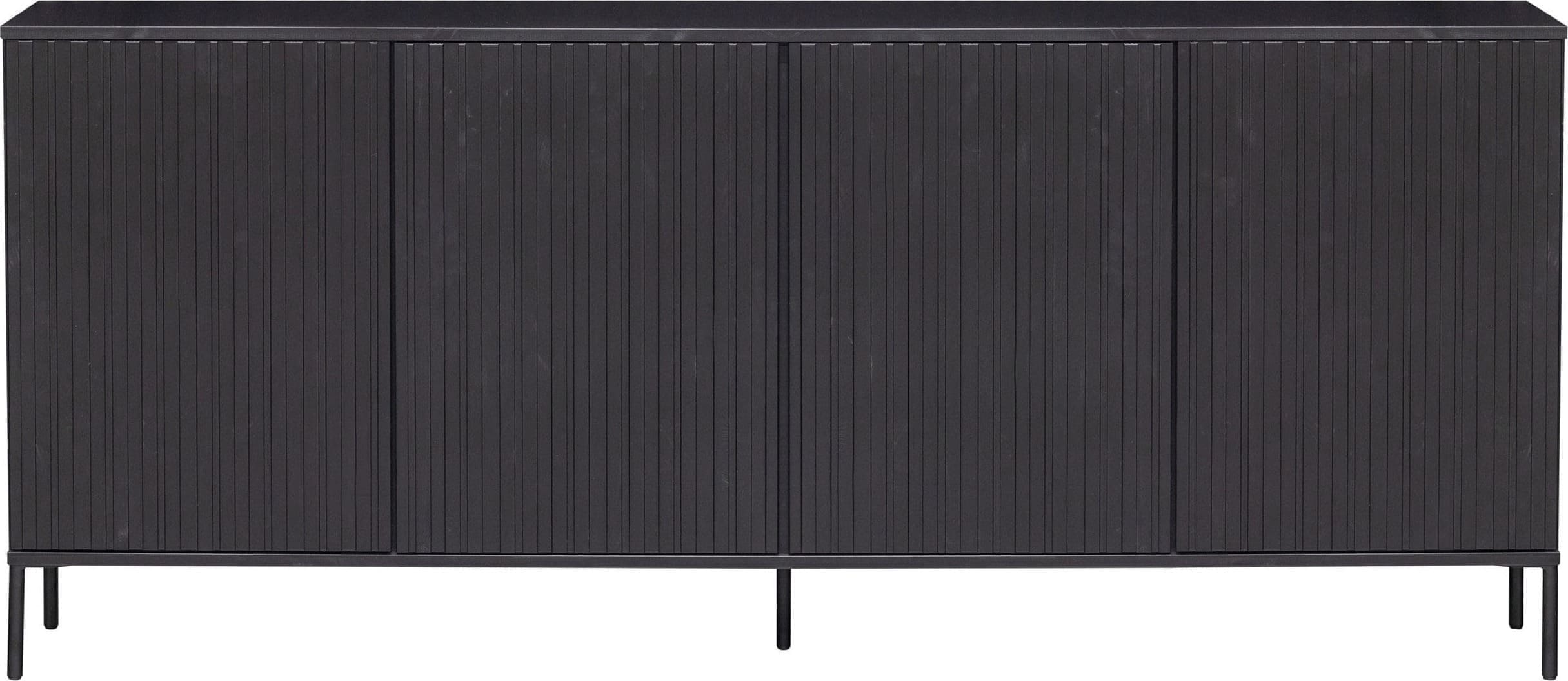 WOOOD Exclusive New Gravure Dressoir 200cm Grenen Zwart Zwart Kast