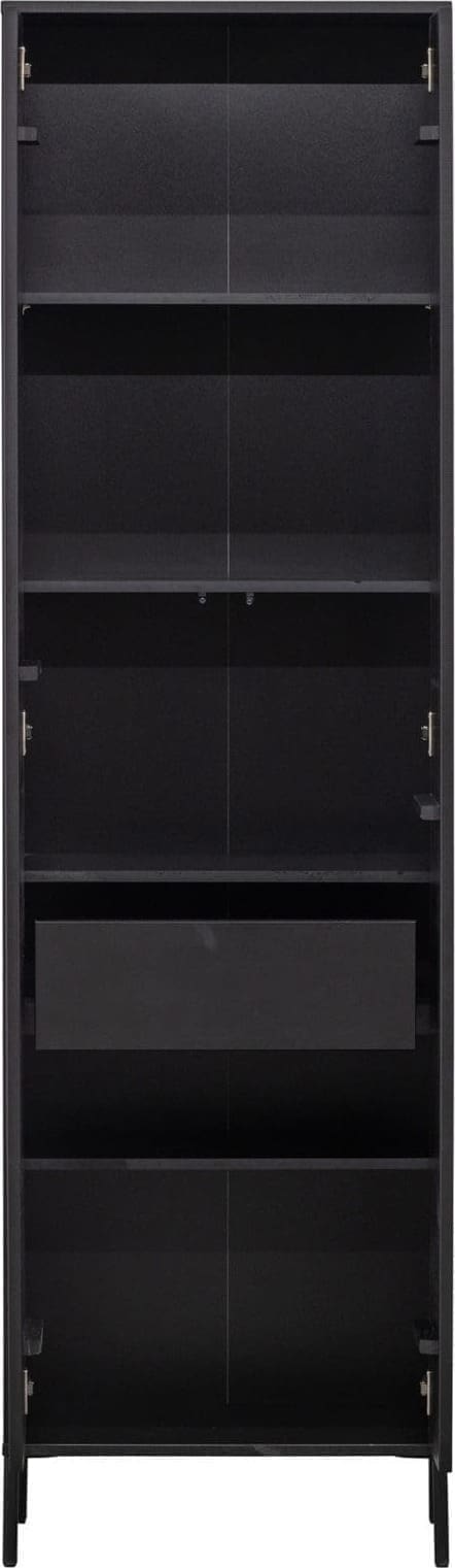 WOOOD Exclusive New Gravure Hoge Kast Met Lade Grenen Zwart Zwart Kast