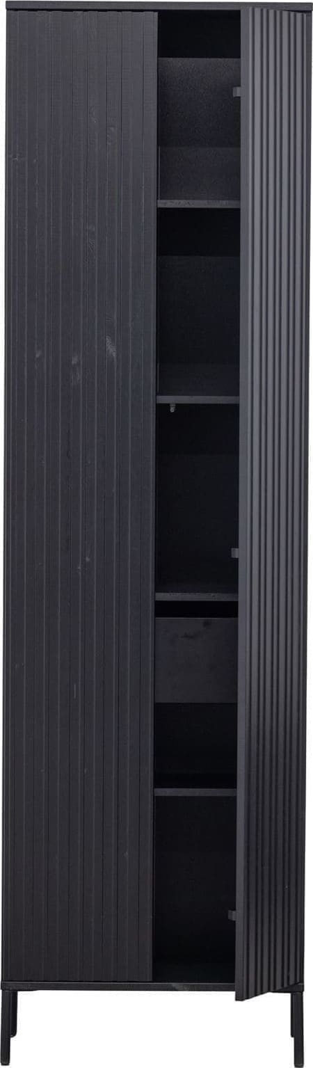 WOOOD Exclusive New Gravure Hoge Kast Met Lade Grenen Zwart Zwart Kast