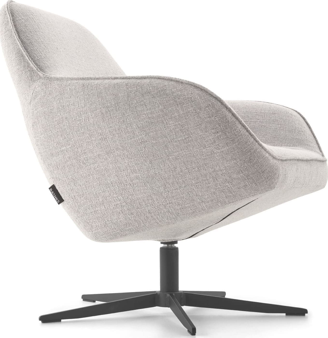 Fauteuil Bayview Baenks in stof oasis 196-shell (cat. S) met zwarte metalen stervoet (type A).