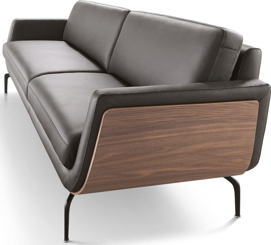 Nolita 3-zitsbank, moderne retro designbank in leder uit de Baenks banken collectie