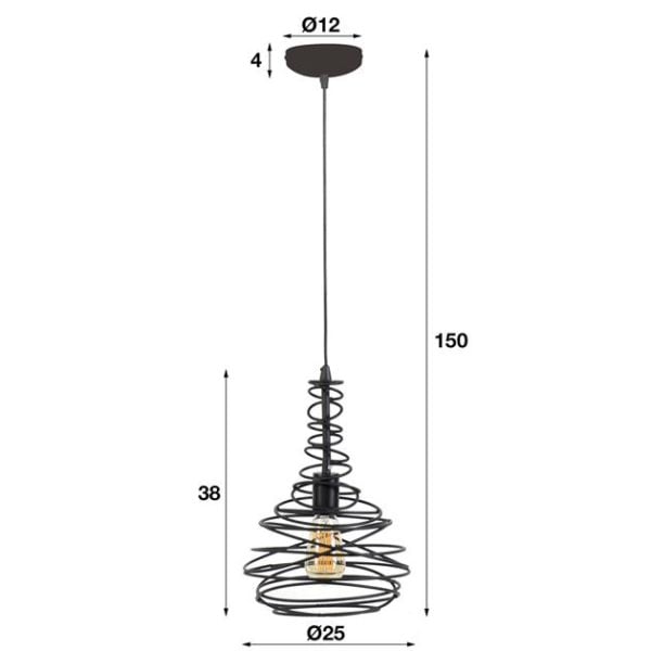 Hanglamp 1x Ø25 Kegel spinn - zwart - Bullcraft