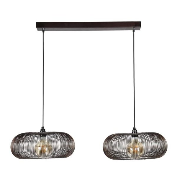 Hanglamp 2x Ø43 disk wire copper twist - zwart nikkel - Bullcraft