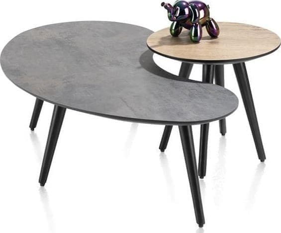 Henders & Hazel Maze salontafel 100 x 59 cm - niervormig - hoogte 32 cm - antraciet Antraciet Bijzettafel