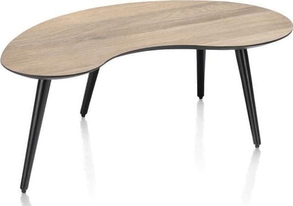 Henders & Hazel Maze salontafel 100 x 59 cm - niervormig - hoogte 39 cm - burned oak Bruin Bijzettafel