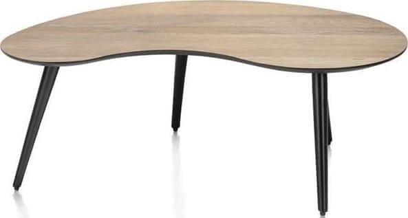 Henders & Hazel Maze salontafel 100 x 59 cm - niervormig - hoogte 39 cm - burned oak Bruin Bijzettafel