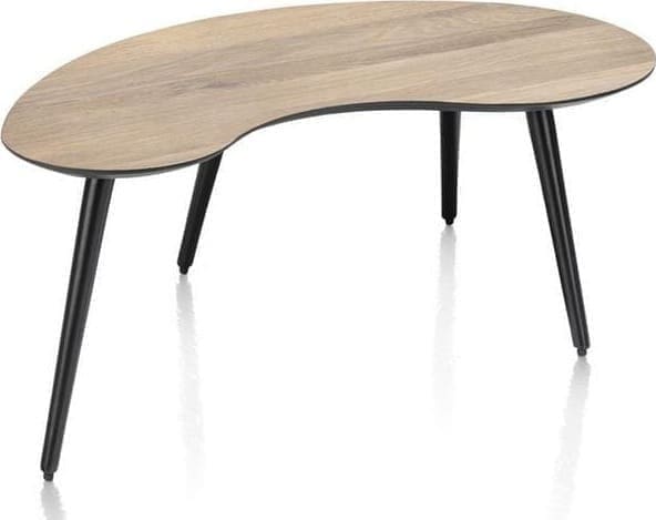 Henders & Hazel Maze salontafel 100 x 59 cm - niervormig - hoogte 46 cm - burned oak Bruin Bijzettafel