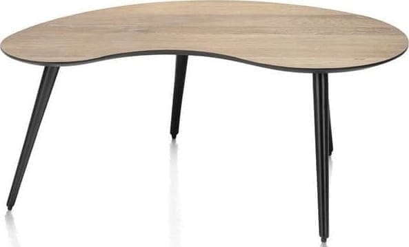 Henders & Hazel Maze salontafel 100 x 59 cm - niervormig - hoogte 46 cm - burned oak Bruin Bijzettafel