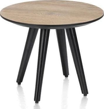Henders & Hazel Maze salontafel rond 40 cm - hoogte 32 cm - burned oak Bruin Bijzettafel