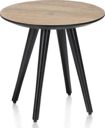 Henders & Hazel Maze salontafel rond 40 cm - hoogte 39 cm - burned oak Bruin Bijzettafel