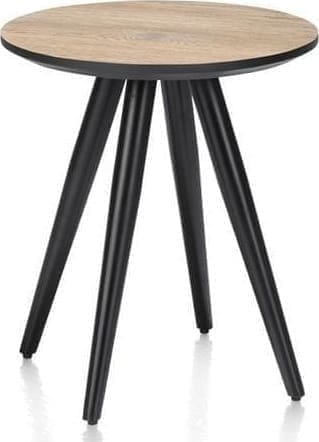 Henders & Hazel Maze salontafel rond 40 cm - hoogte 46 cm - burned oak Bruin Bijzettafel