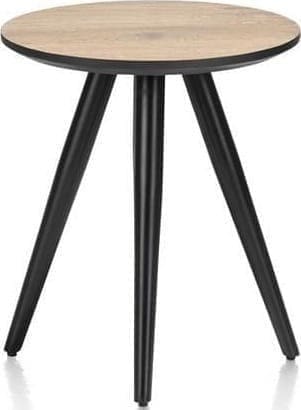 Henders & Hazel Maze salontafel rond 40 cm - hoogte 46 cm - burned oak Bruin Bijzettafel