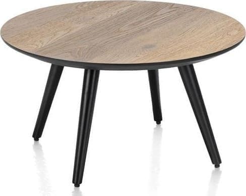Henders & Hazel Maze salontafel rond 60 cm - hoogte 32 cm - burned oak Bruin Bijzettafel