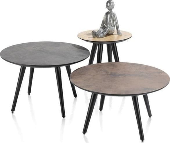 Henders & Hazel Maze salontafel rond 60 cm - hoogte 32 cm - roest Bruin|Oranje Bijzettafel