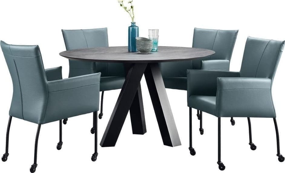 INHOUSE Eettafel Canarias rond HPL zwart ø130cm Zwart Eettafel