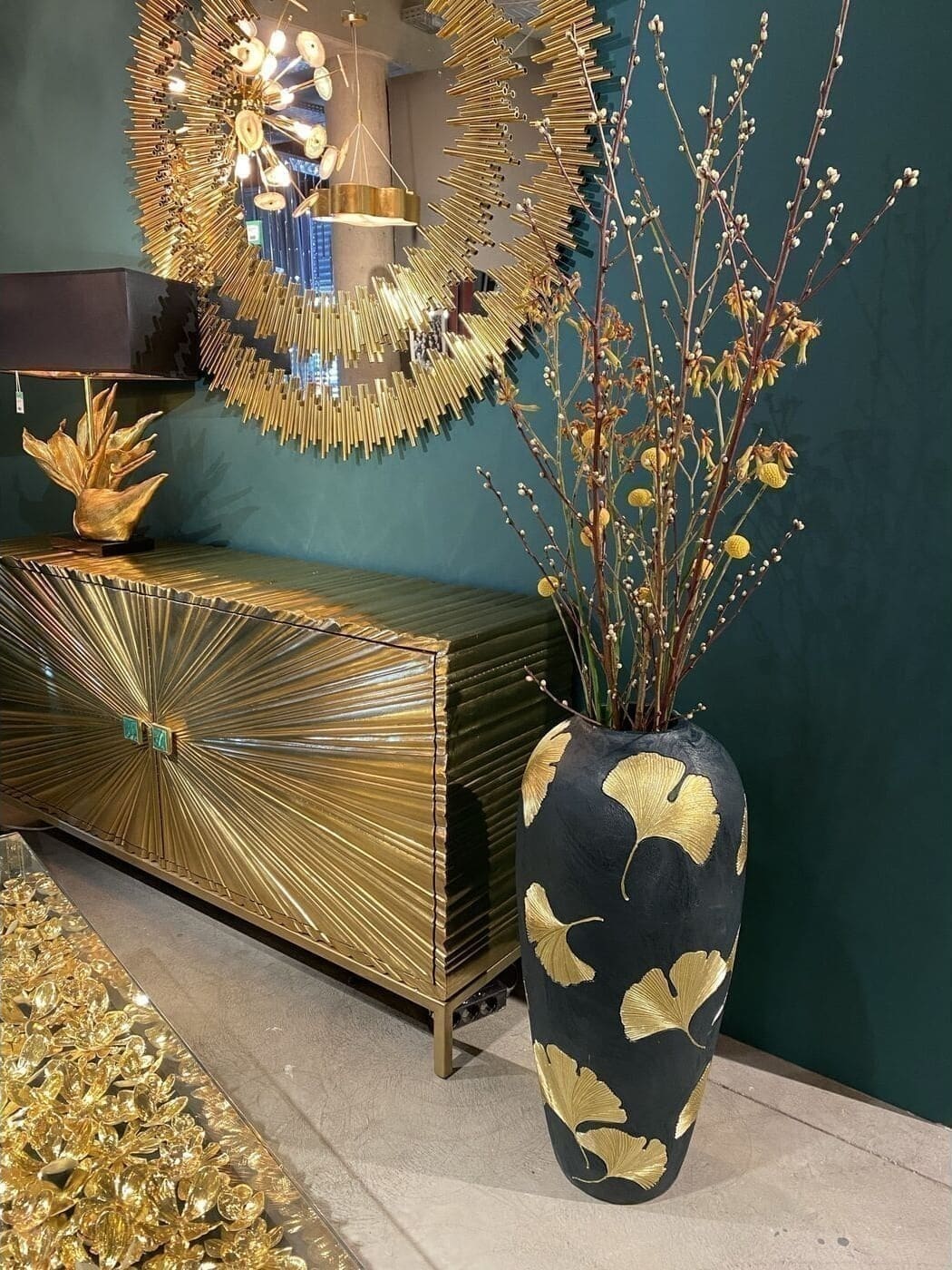Spiegel Solare Gold Ø132cm Kare Design Spiegel 83573