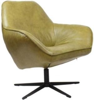Fauteuil Bayview van Baenks uitgevoerd in leder Rebound (cat. K) 23054-bottle green met zwarte metalen stervoet (type A).