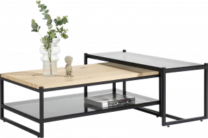 Xooon Modali salontafel 100 x 38 cm - glas blad - hoog Grijs|Antraciet|Zwart Bijzettafel