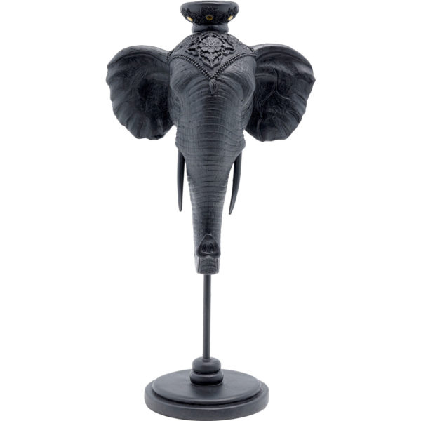 Kandelaar Elephant Head Black 49cm Kare Design Kandelaar 53539