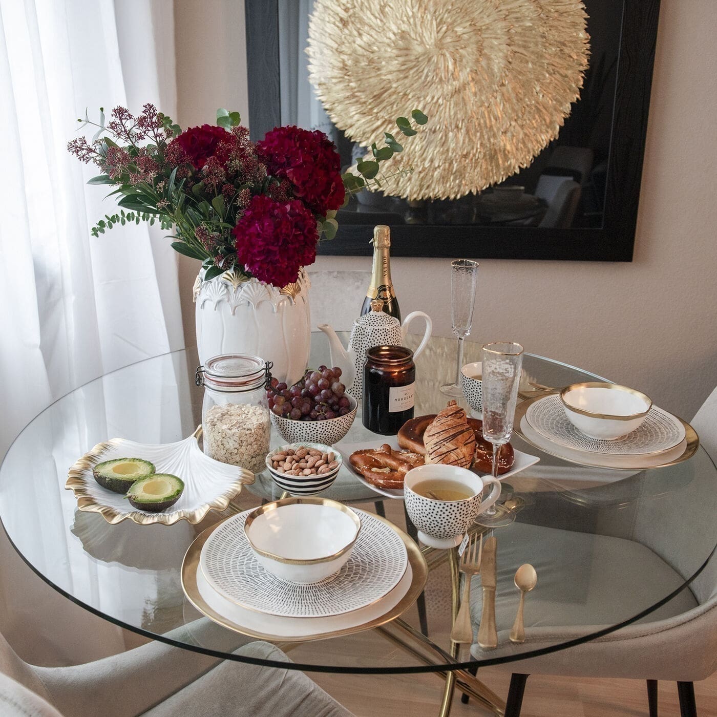 Tafel Molekular Gold Ø120cm Kare Design Eettafel 79621