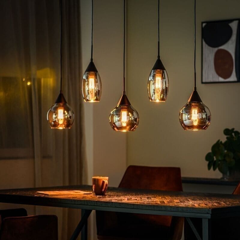 Pronto Wonen Hanglamp Lungo glas smoke zwart Zwart Lamp