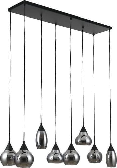 Pronto Wonen Hanglamp Lungo glas smoke zwart Zwart Lamp